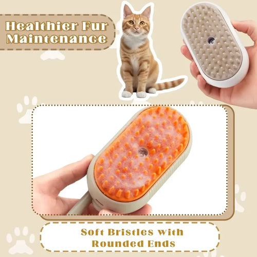 Spazzola a Vapore per Cani e Gatti 3 in 1 Massaggiante Bianca