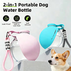 Bottiglia d'Acqua Portatile per Cani 2 in 1 Pieghevole in Silicone Blu