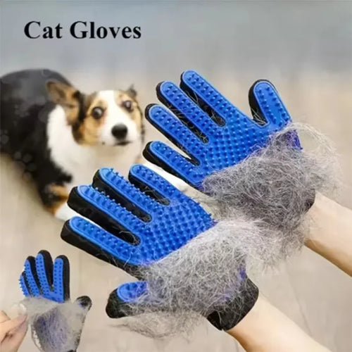 Guanto Spazzola in Silicone per Cani e Gatti Massaggiante Blu