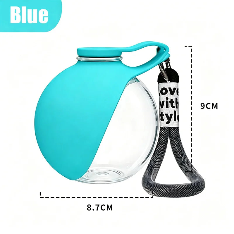 Bottiglia d'Acqua Portatile per Cani 2 in 1 Pieghevole in Silicone Blu