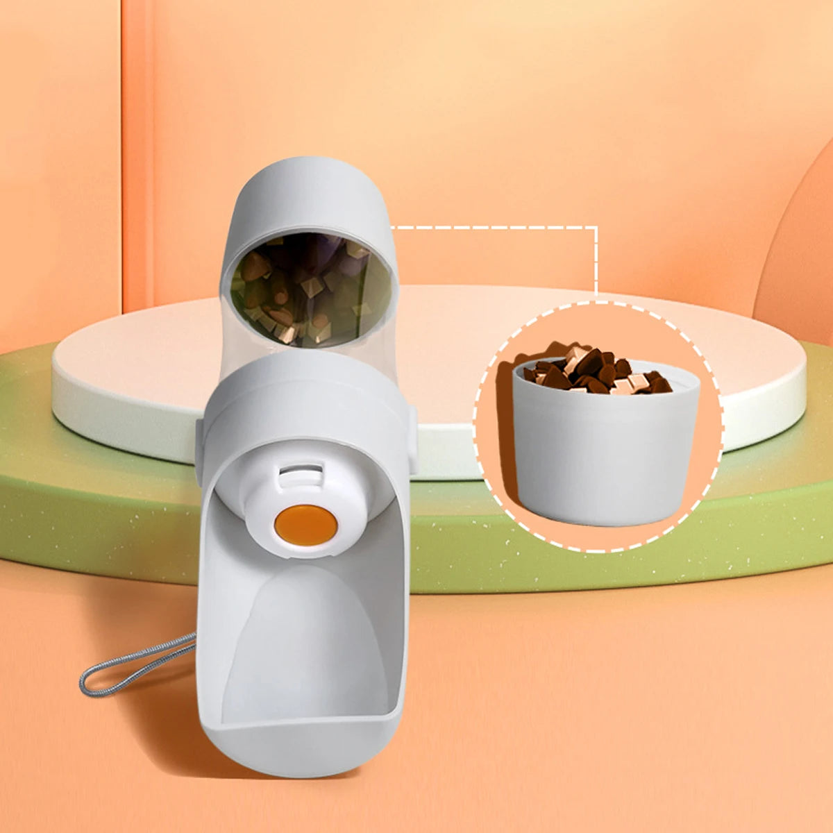 Bottiglia d'Acqua Portatile per Cani e Gatti 2 in 1 con Contenitore Cibo