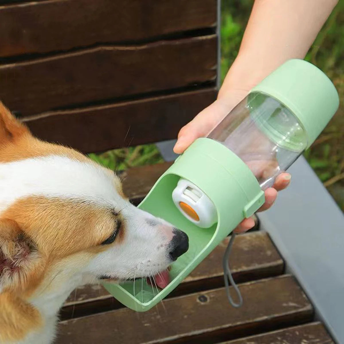 Bottiglia d'Acqua Portatile per Cani e Gatti 2 in 1 con Contenitore Cibo