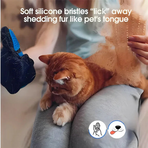 Guanto Spazzola in Silicone per Cani e Gatti Massaggiante Blu