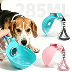 Bottiglia d'Acqua Portatile per Cani 2 in 1 Pieghevole in Silicone Blu