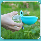 Bottiglia d'Acqua Portatile per Cani 2 in 1 Pieghevole in Silicone Blu