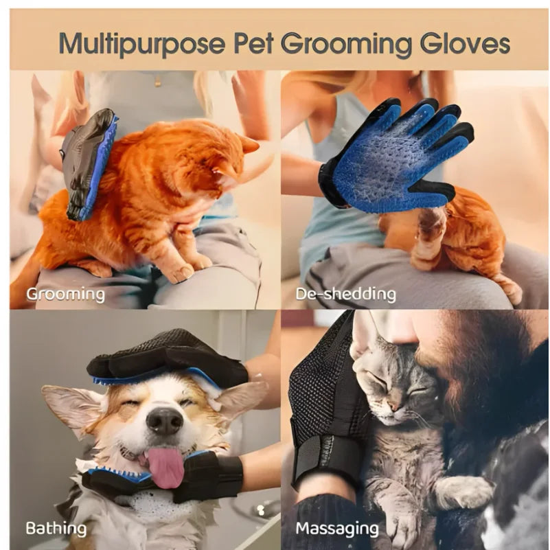 Guanto Spazzola in Silicone per Cani e Gatti Massaggiante Blu